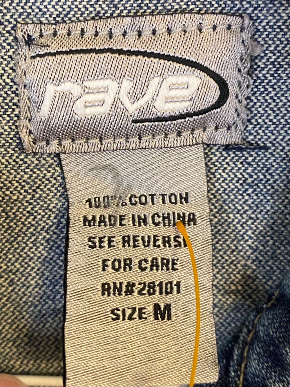 Vintage Rave fitted denim jacket with high neck and frayed ruffle detailing. Med - Picture 3 of 9